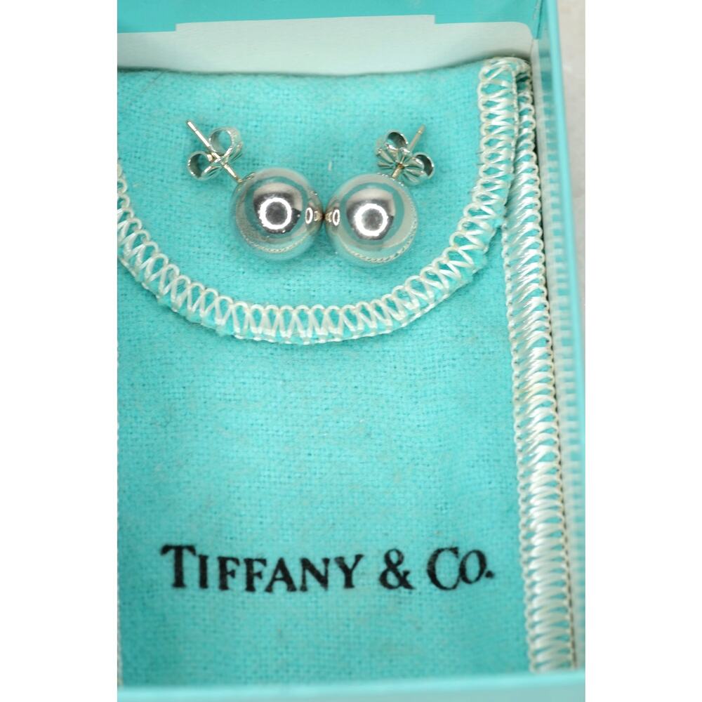 Tiffany & Co. Large Sterling Silver Ball Stud Earrings 925 4.62g Pouch